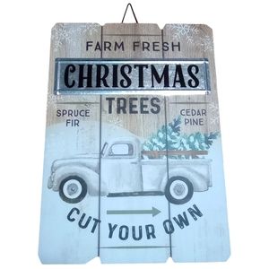 Farmhouse Christmas Holidays Wood/Metal Hanging Decor Sign 14"x 10"